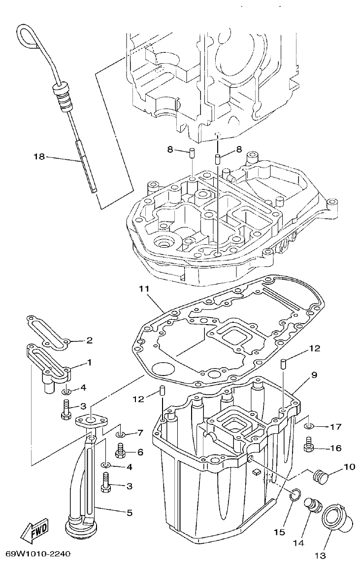 Yamaha FT60B OIL PAN parts diagram